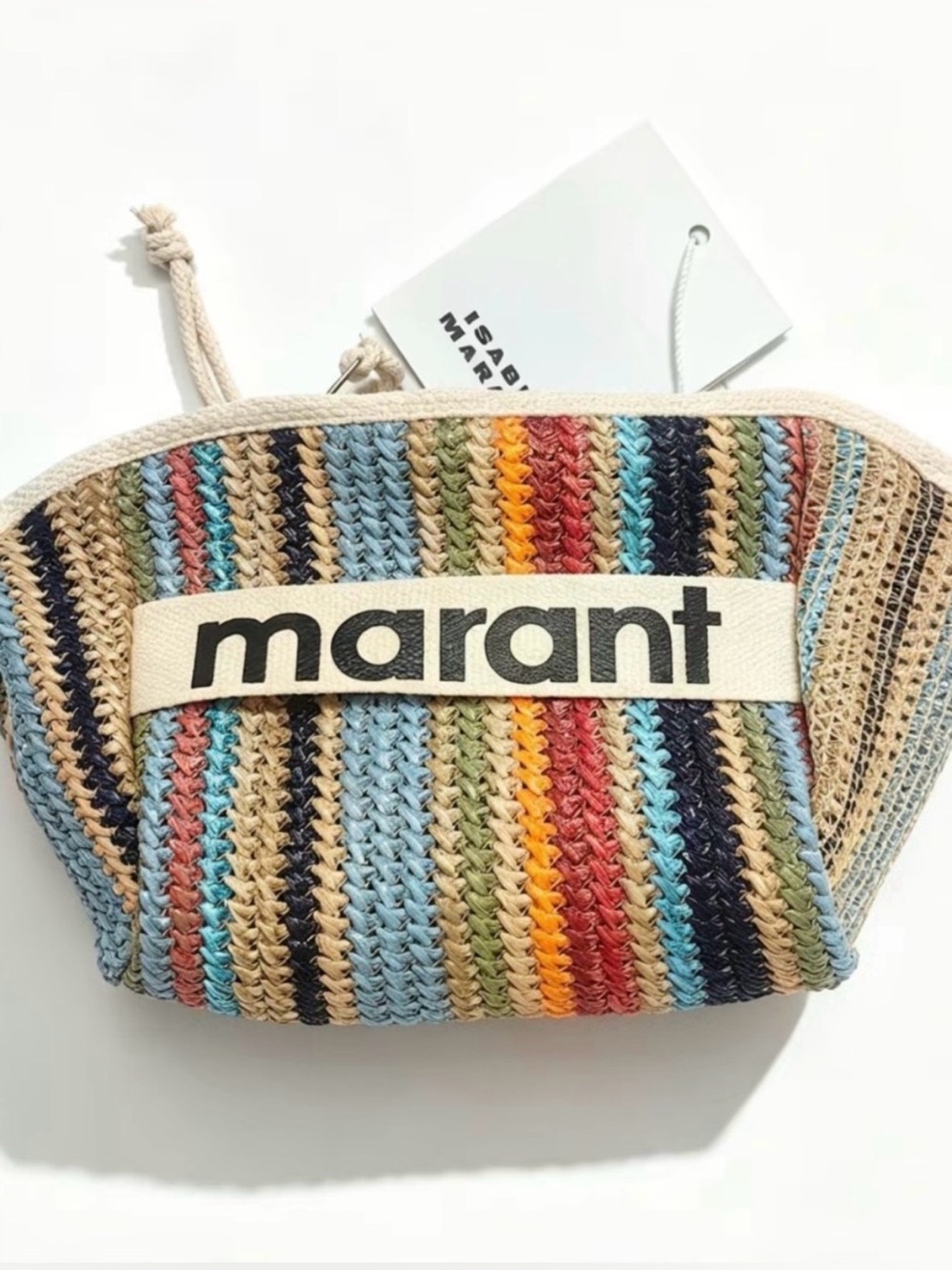 Isabel Marant Striped Woven Cosmetic Pouch in Multicolor